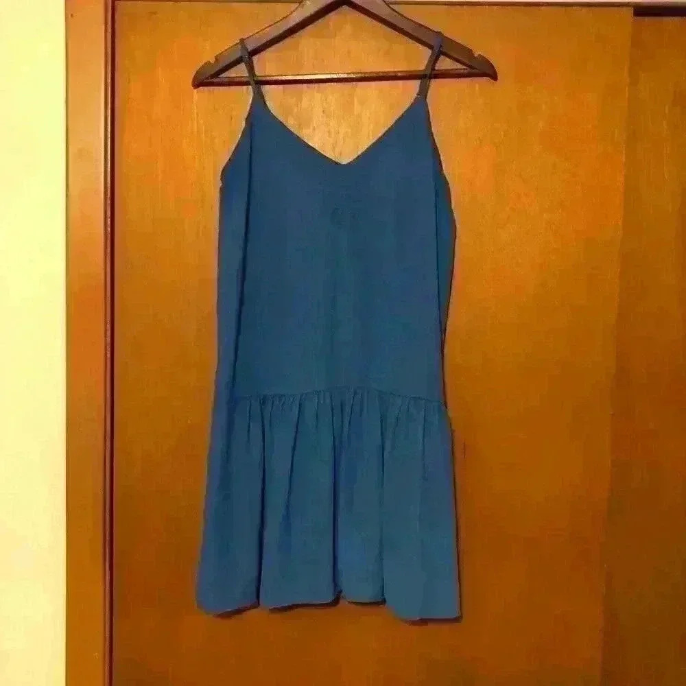 Francescas Alya Blue Peplum Drop Waist‎ Dress Size Small